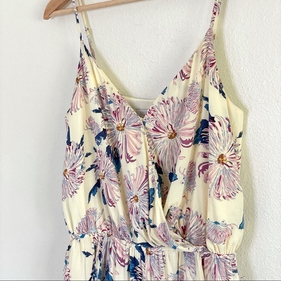 1. State Aster Garden Floral Cami Strap Surplice Drape Front Romper Sugarcane - Picture 11 of 16